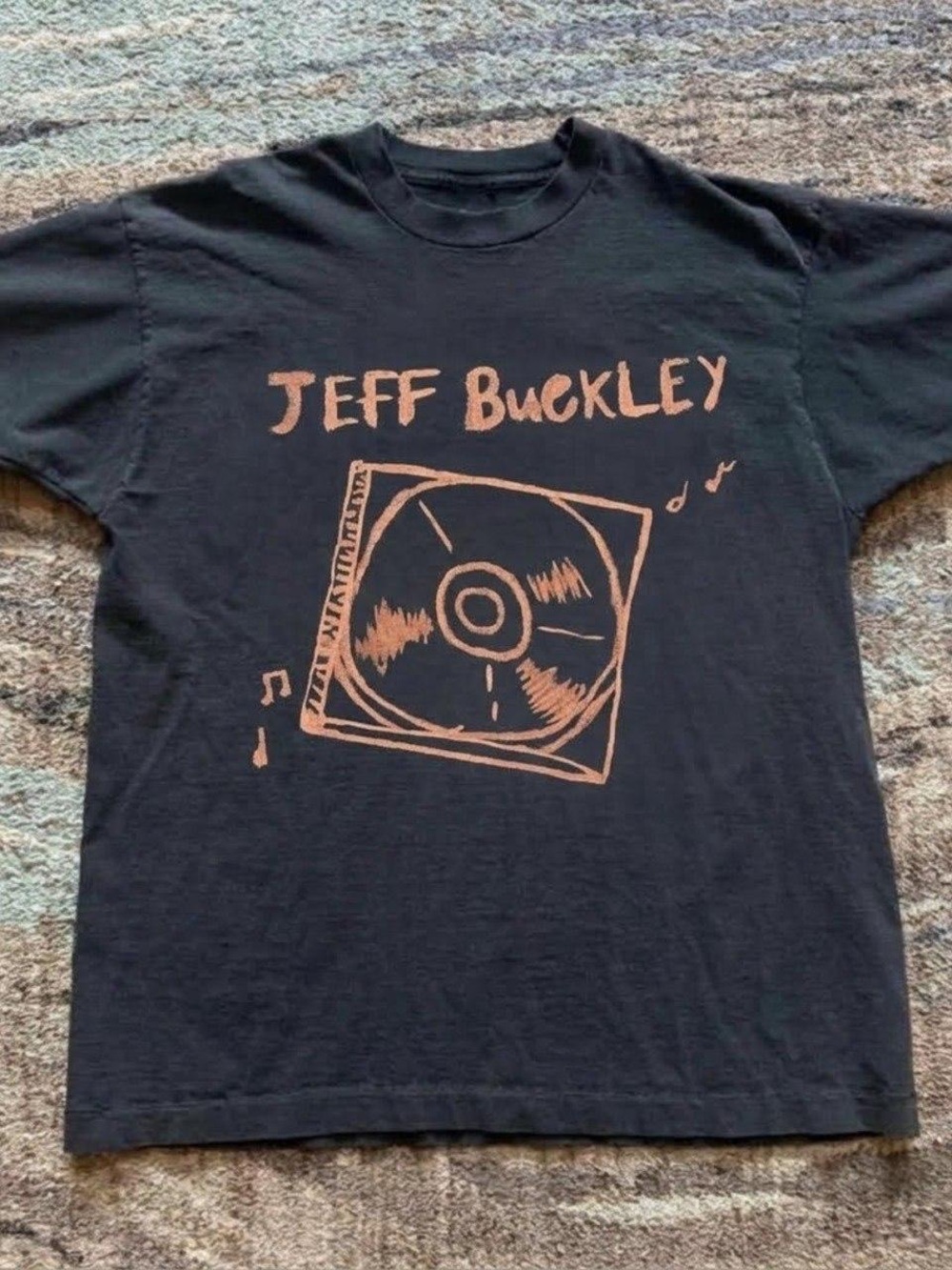 Gildan Black Tee with Tan Jeff Buckley Graphic